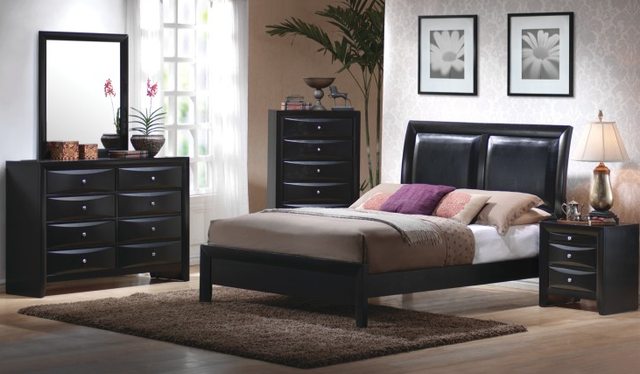 Coaster® Briana Black Queen Upholstered Panel Bed-1