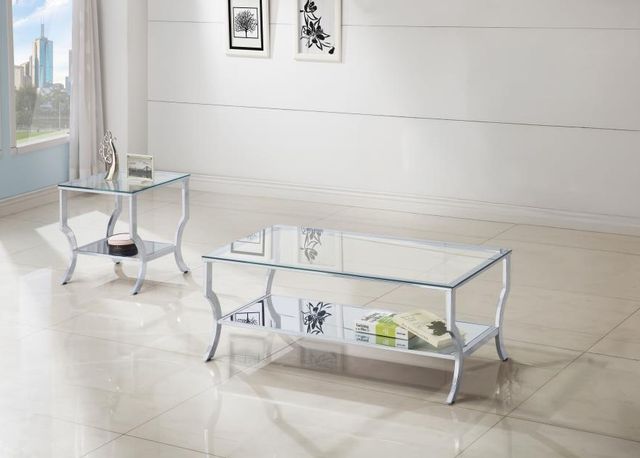 Coaster® Saide 2-Piece Tempered Glass Top Occasional Table with Chrome Base Set-1