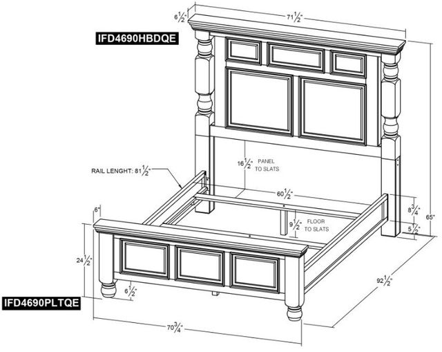 International Furniture Direct Stone White Queen Panel Bed-2