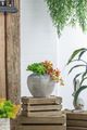 A & B Home Light Gray 8" Planter Pot with Swirling Patterns-5