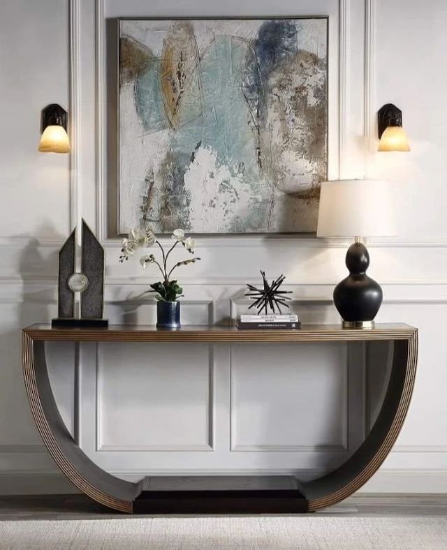 ACME Furniture Maceo Black Top Console Table with Gold Base-1