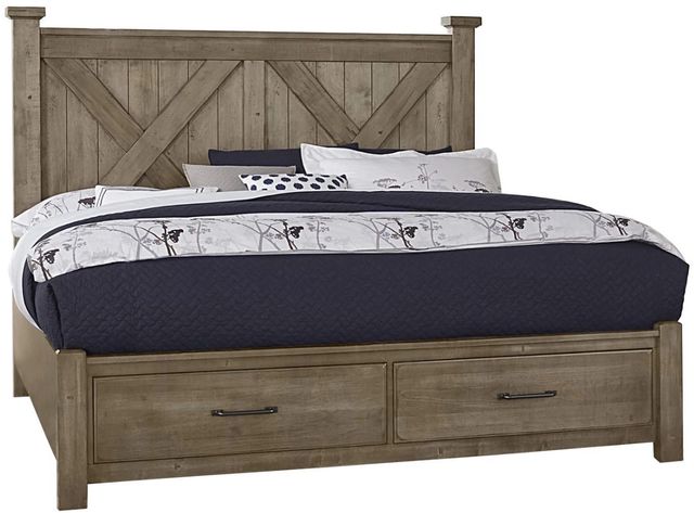 Artisan & Post by Vaughan-Bassett Cool Rustic Stone Gray King Storage Panel Bed-0