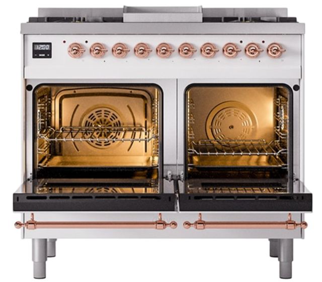 Ilve® Nostalgie II Noblesse 40'' Custom RAL Color Pro Style Dual Fuel Range with Copper Trim-1