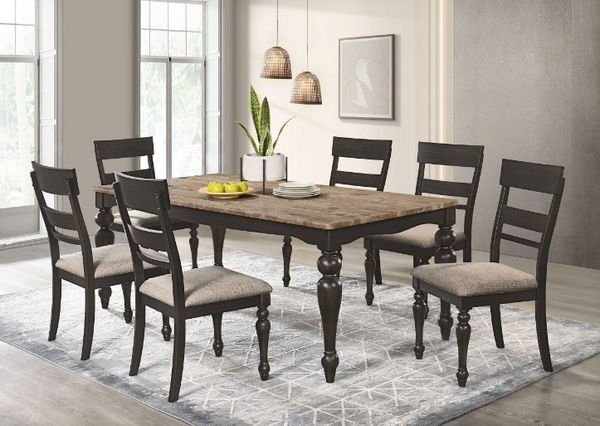 Coaster Bridget Brown Brushed/Charcoal Sandthrough Rectangular Dining Table