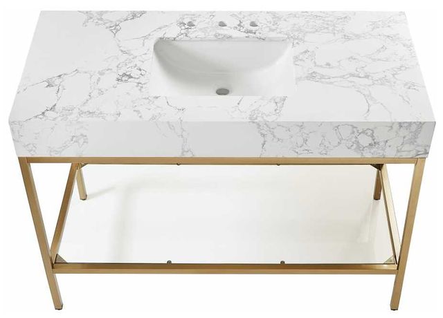 Meridian Furniture Marmo White/Brushed Brass 48" Bathroom Vanity-2