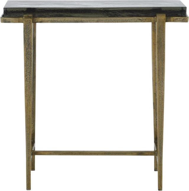 Uttermost® Preston Rectangular Glass Top Accent Table with Antique Brass Base-3