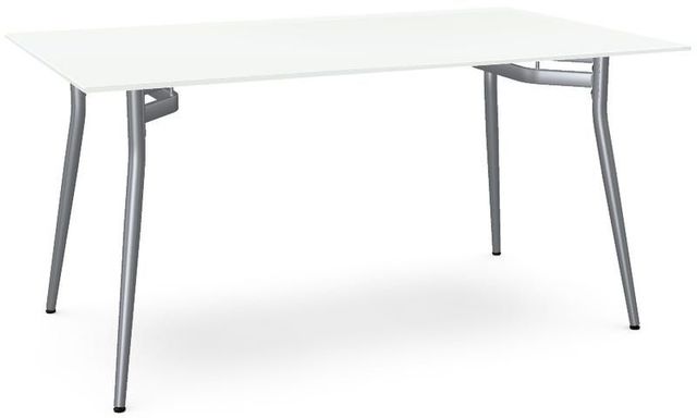 Amisco Customizable Alys 60" White Glass Top with Rectangular Table Base-0