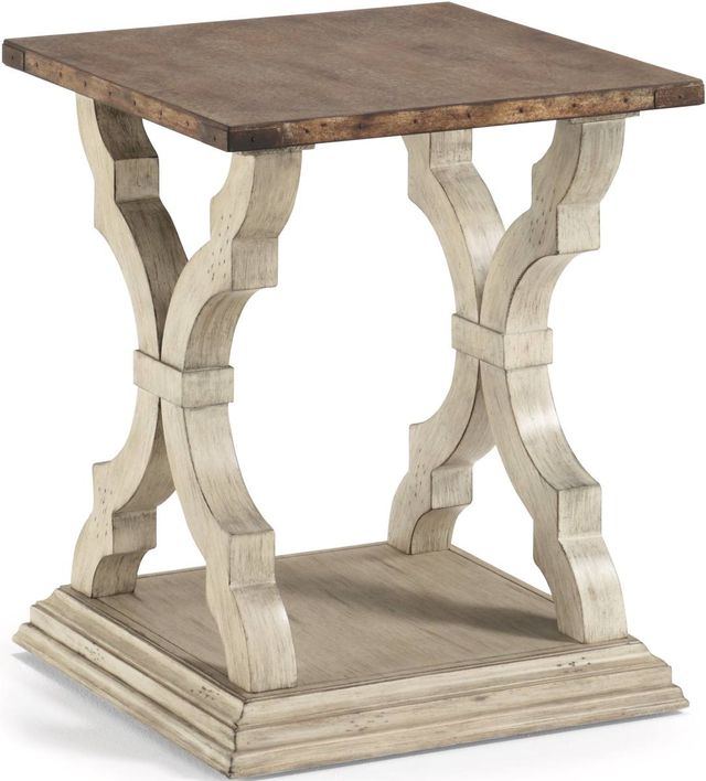 Flexsteel® Estate Galvanized Metal Top Chairside Table with Antiqued Base