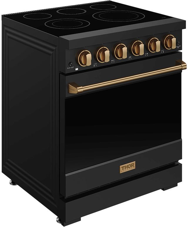 Thor Kitchen 30" Black Pro Style Electric Range with Precision Knob Control & Bronze Hardware-2