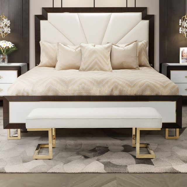 Michael Amini® Belmont Place Bright Gold Bed Bench -1