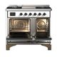 Ilve® Majestic III 40" White Pro Style Dual Fuel Liquid Propane Range with Solid Door and Burnished Trim-4