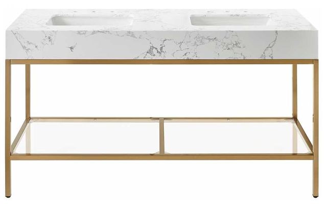 Meridian Furniture Marmo White/Brushed Brass 60" Bathroom Vanity-1