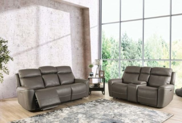 Furniture of America® Artemia Gray Power Reclining Loveseat-1