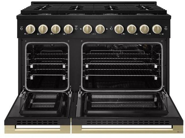 ZLINE Marino 48" Black Stainless Steel Pro Style Gas Range with Champagne Bronze Accents-1