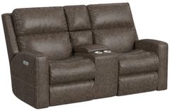 Flexsteel® Score Power Reclining Loveseat with Console and Power Headrests and Lumbar
