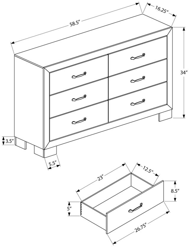 Monarch Specialties Inc. Warm Medium Oak Dresser-2