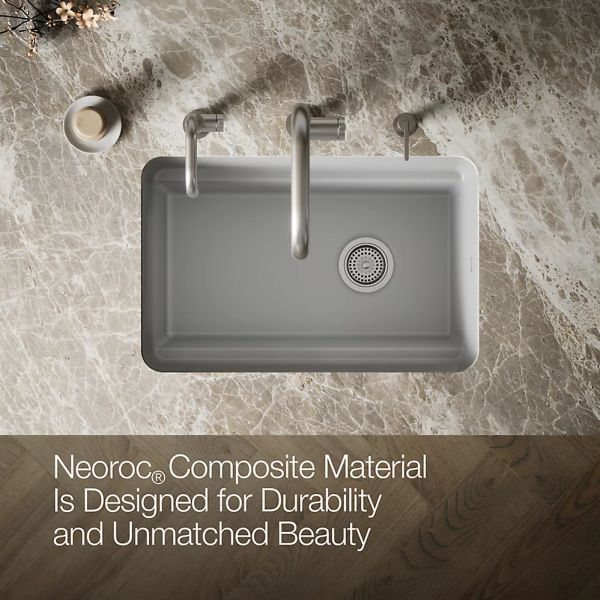 KOHLER® Cairn® Matte Gray 28" Undermount Single-Bowl Utility Sink-4
