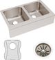 Elkay Lustertone® Classic 3-Piece Lustrous Satin 33" x 20-1/2" x 10" Equal Double Bowl Farmhouse Sink Set-0