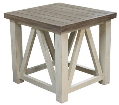 American Wholesale Furniture Spencer Granite End Table with White Base-0