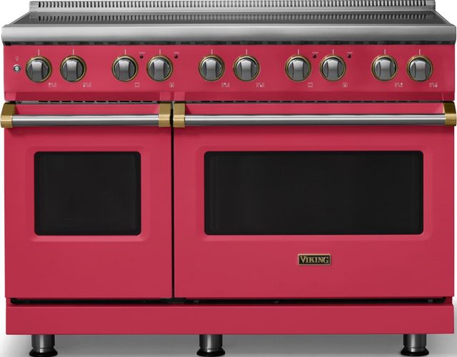 Viking® 5 Series 48" Valentine Pro Style Induction Range with Brushed Brass Trim-0