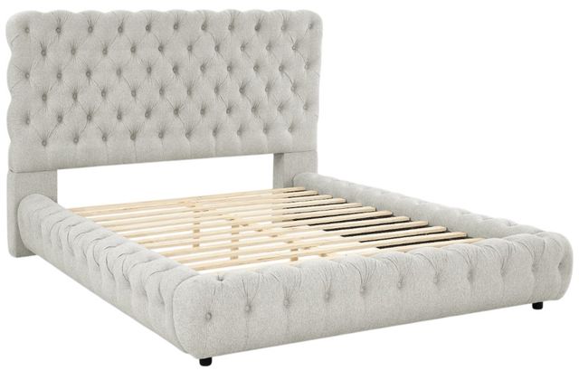Crown Mark Flory Dove Queen Upholstered Platform Bed-2