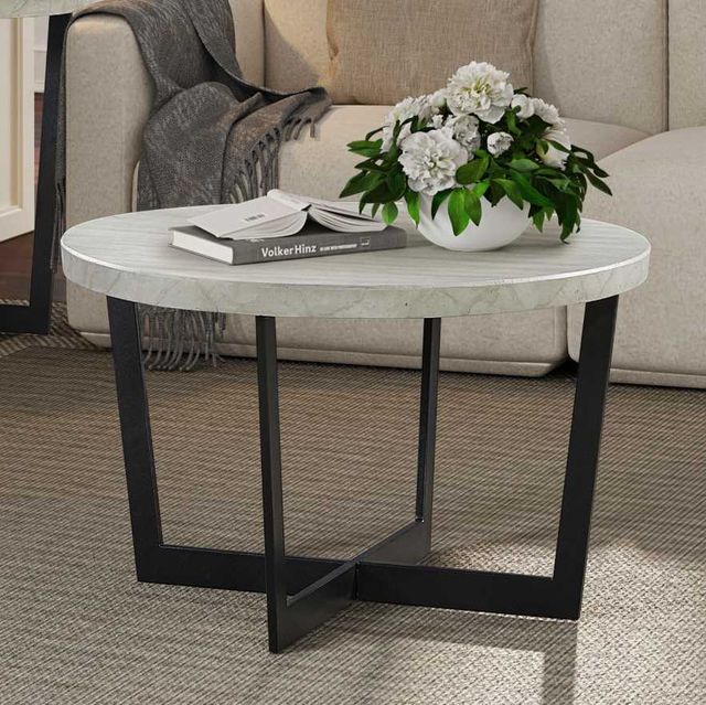 Liberty Furniture Pierce White Cocktail Table with Black Base-1