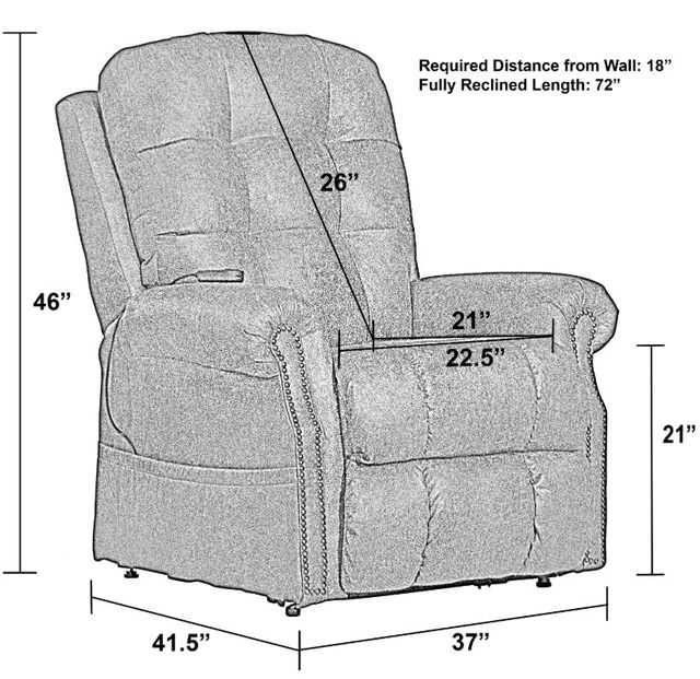 iAmerica Pennington Sable Power Lift Lay Flat Recliner with Heat and Massage-4857 1227-09/3027-09-2