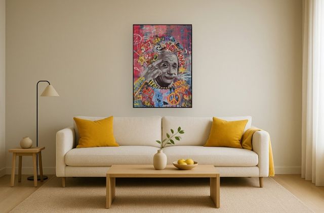 Classy Living Expressive Einstein Urban Graffiti Pop Wall Art-1