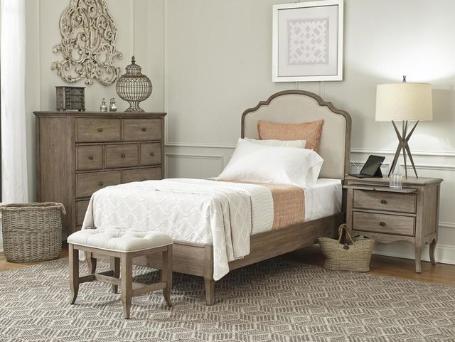aspenhome® Provence Patine Youth Twin Upholstered Panel Bed-1