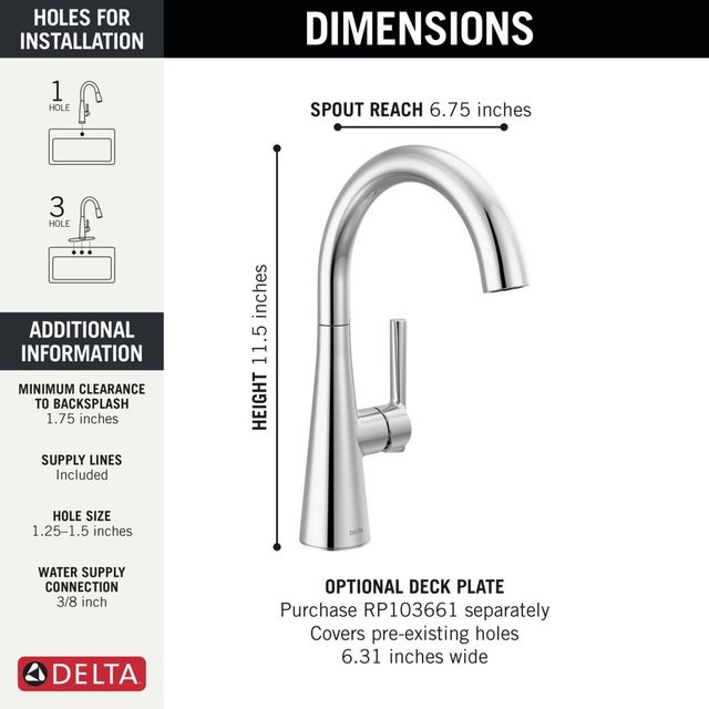 Delta Other Chrome Single Handle Bar/Preparation Faucet-2