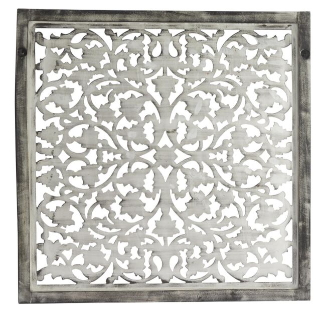 Deco Marche Floral Handmade Intricately Carved Black Wall Art-2