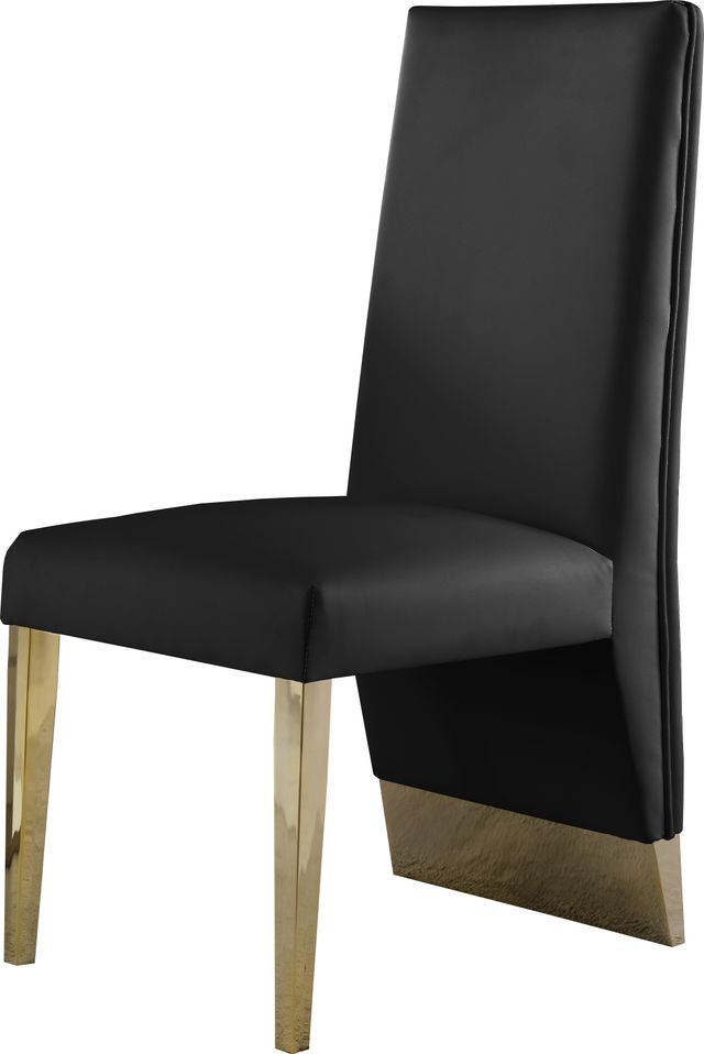 Meridian Furniture Porsha Black/Gold Vegan Leather Dining Chair-3