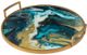 A & B Home Blue/Gold/White Abstract Pattern Round Mirrored Tray-0