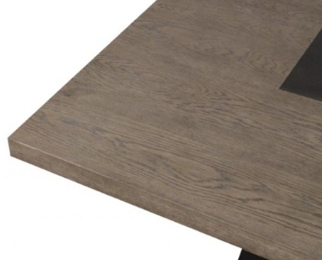 Furniture of America® Broager 5-Piece Rustic Oak Square Dining Table Set with Dark Walnut Base and White Swivel Chairs-3