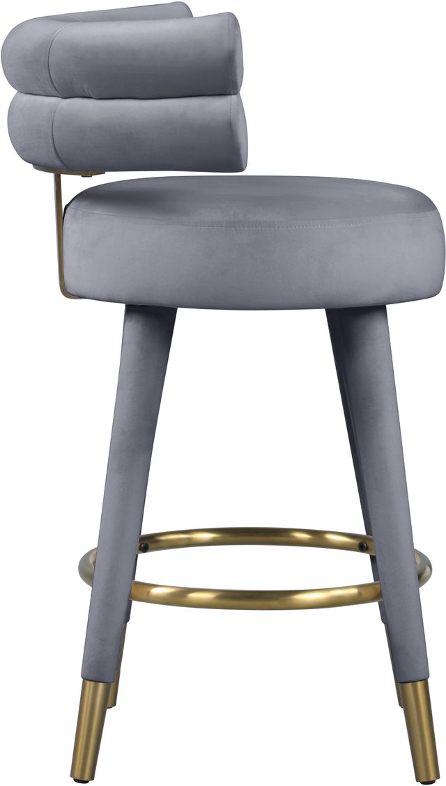 Meridian Furniture Fitzroy 2-Piece Gray Velvet Counter Stools-3