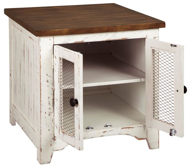 Signature Design by Ashley® Wystfield Brown Doors End Table with Antique White Base-2