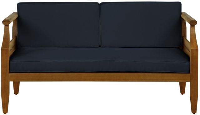 Linon Corolla 2-Piece Brown/Navy Acacia/Fabric Outdoor Conversation Set-3