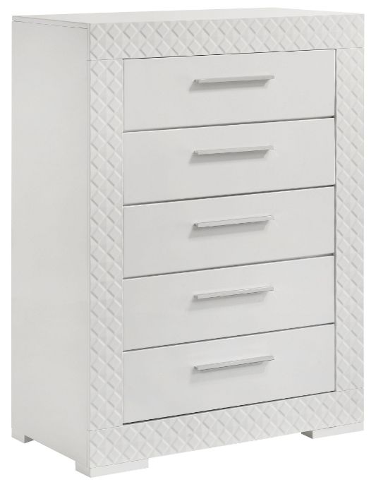 Coaster® Ives 5-Piece White High Gloss Queen Panel Bedroom Set-2