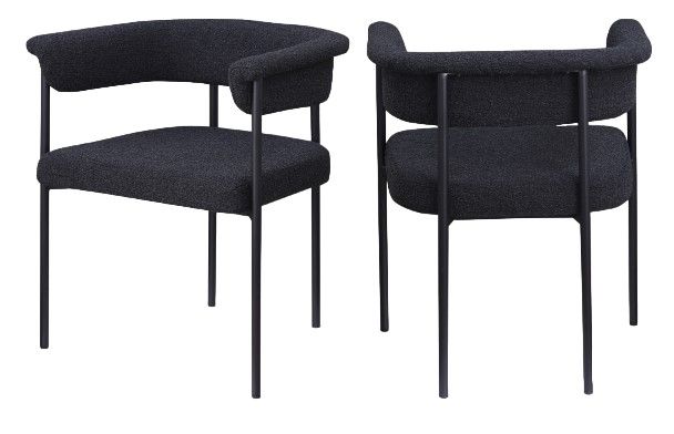 Meridian Furniture Malin Black Boucle Upholstered Dining Arm Chair-3