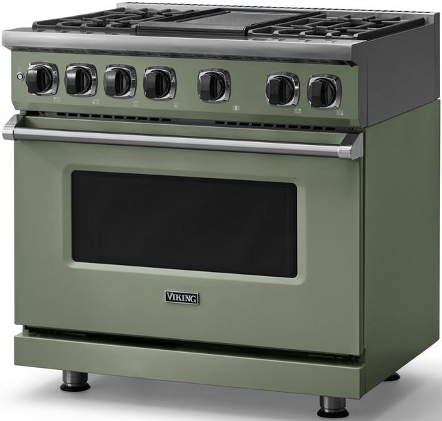 Viking® 7 Series 36" Eucalyptus Pro Style Dual Fuel Range with Griddle-3