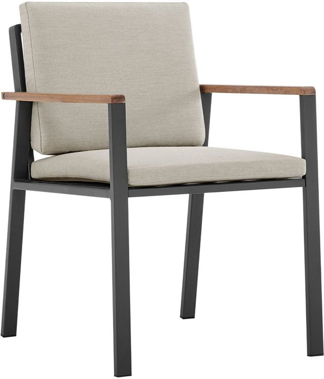 Armen Living Nofi 2-Piece Charcoal/Taupe Aluminum/Fabric Outdoor Dining Arm Chair Set-2