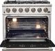 FORNO® Capriasca 36" Stainless Steel Pro Style Gas Range with Black Door-2