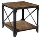Magnussen Home® Pinebrook Distressed Natural Pine Rectangular End Table with Black Metal Frame-0