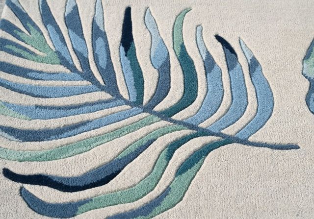 KAS Rugs Cove Blue/Ivory Leaves 5'x8' Area Rug-4