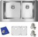 Elkay Crosstown® 5-Piece Polished Satin 35-7/8" x 20-1/4" x 9" 60/40 Double Bowl Farmhouse Sink Set-1