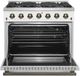 FORNO® Galiano 36" Stainless Steel Pro Style Gas Range with White Door and Antique Brass Accents-2
