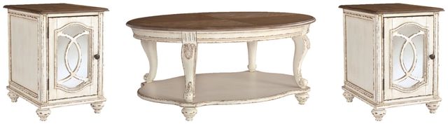 Signature Design by Ashley® Realyn 3-Piece White/Brown Living Room Table Set-0