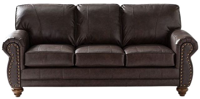Best® Home Furnishings Customizable Field & Stream Home Noble Leather Sofa with Dark Walnut Legs-1