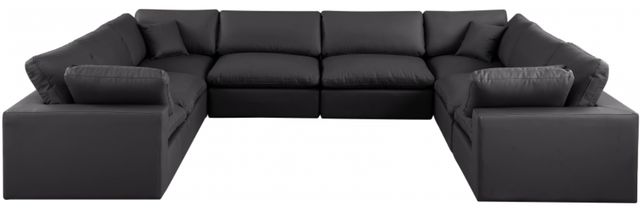 Meridian Furniture Comfy 8-Piece Black Vegan Leather Sectional-1
