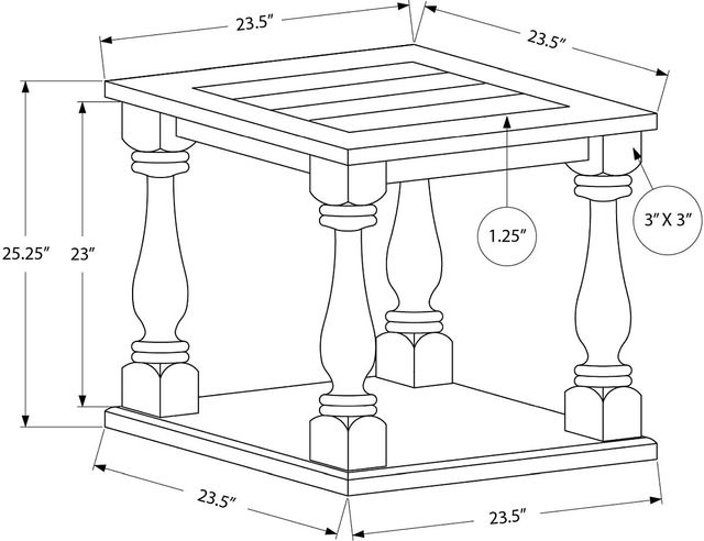 Monarch Specialties Inc. Espresso Veneer 2-Tier Square End Table-1
